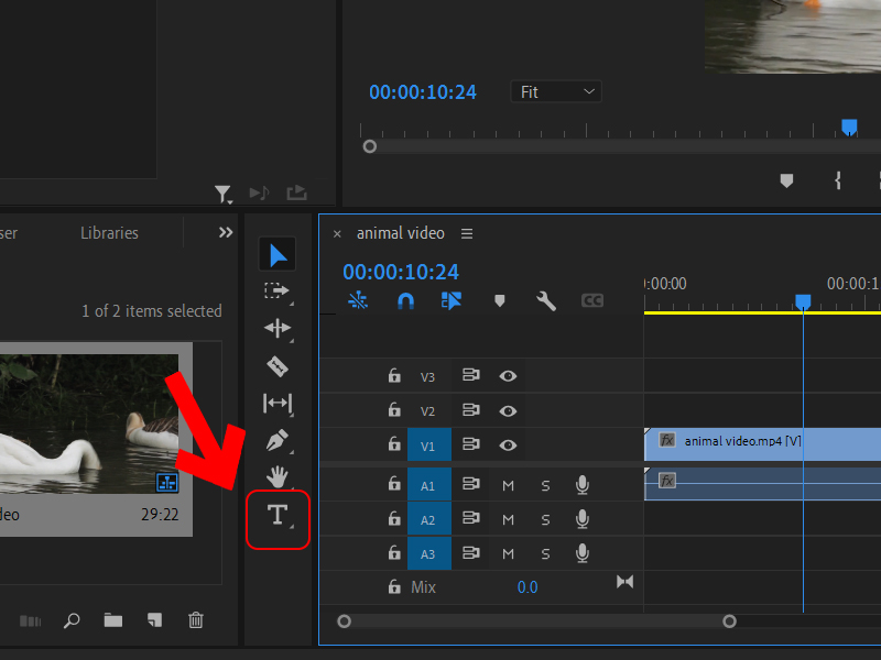 chèn chữ trong Adobe Premiere