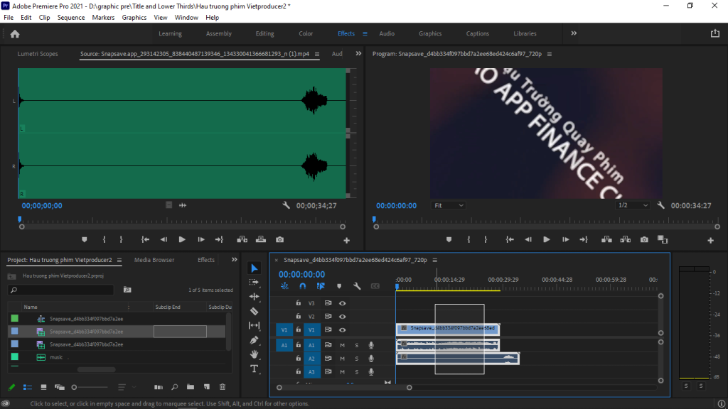 chỉnh âm thanh trong Premiere