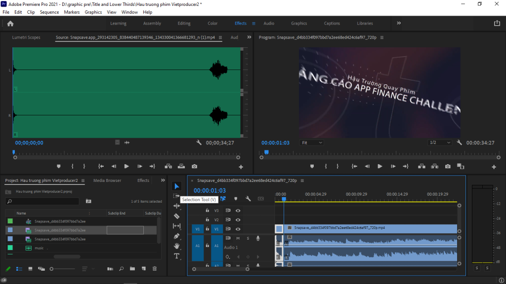 chỉnh âm thanh trong Premiere