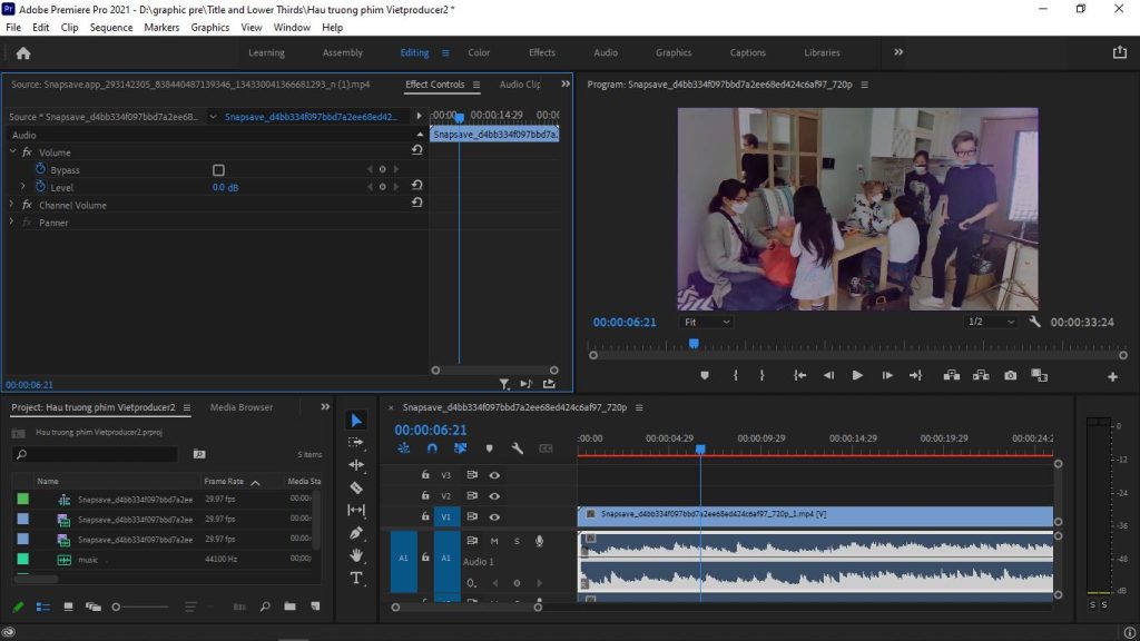 chỉnh âm thanh trong Premiere
