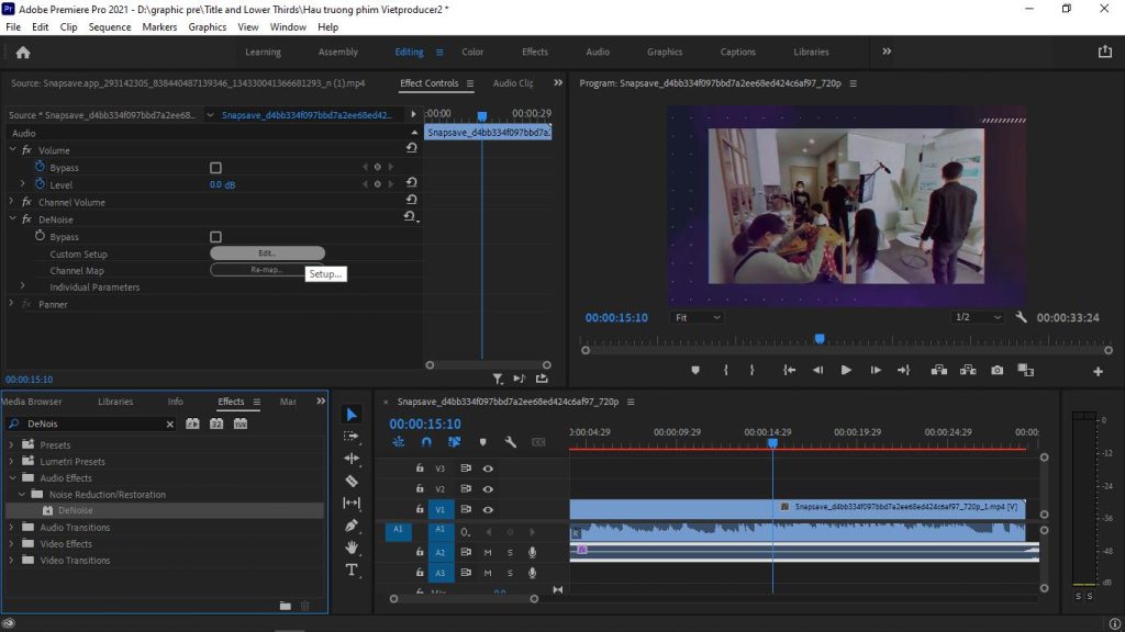 chỉnh âm thanh trong Premiere