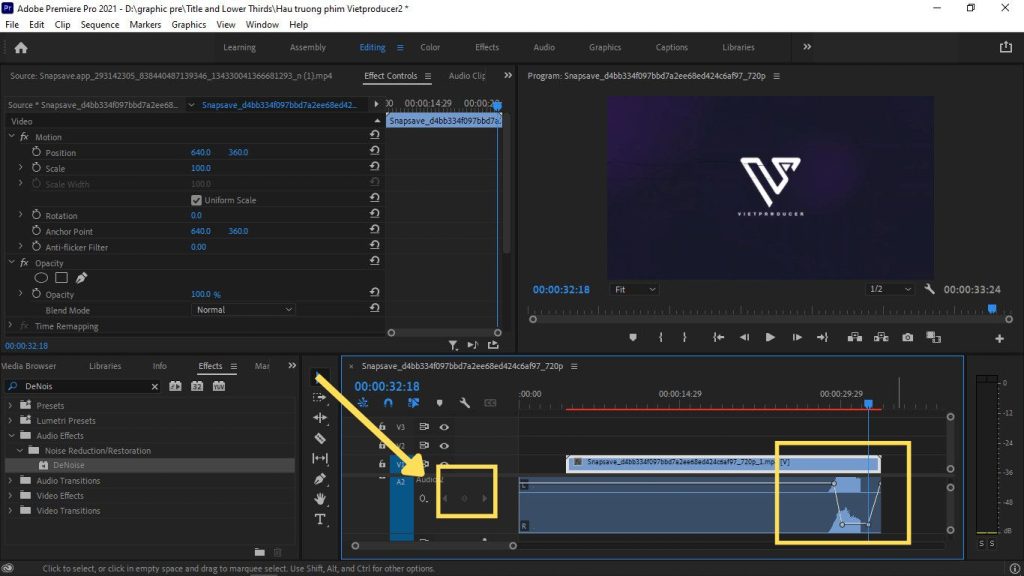 chỉnh âm thanh trong Premiere