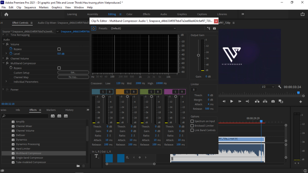 chỉnh âm thanh trong Premiere