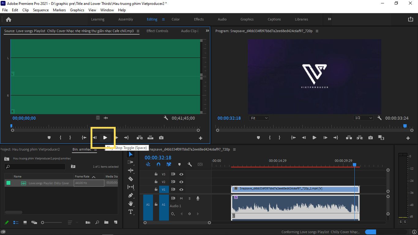 chỉnh âm thanh trong Premiere