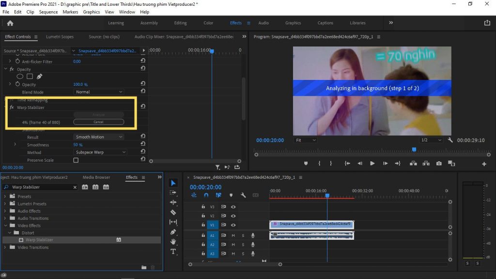 Chống rung premiere Chống rung premiere
