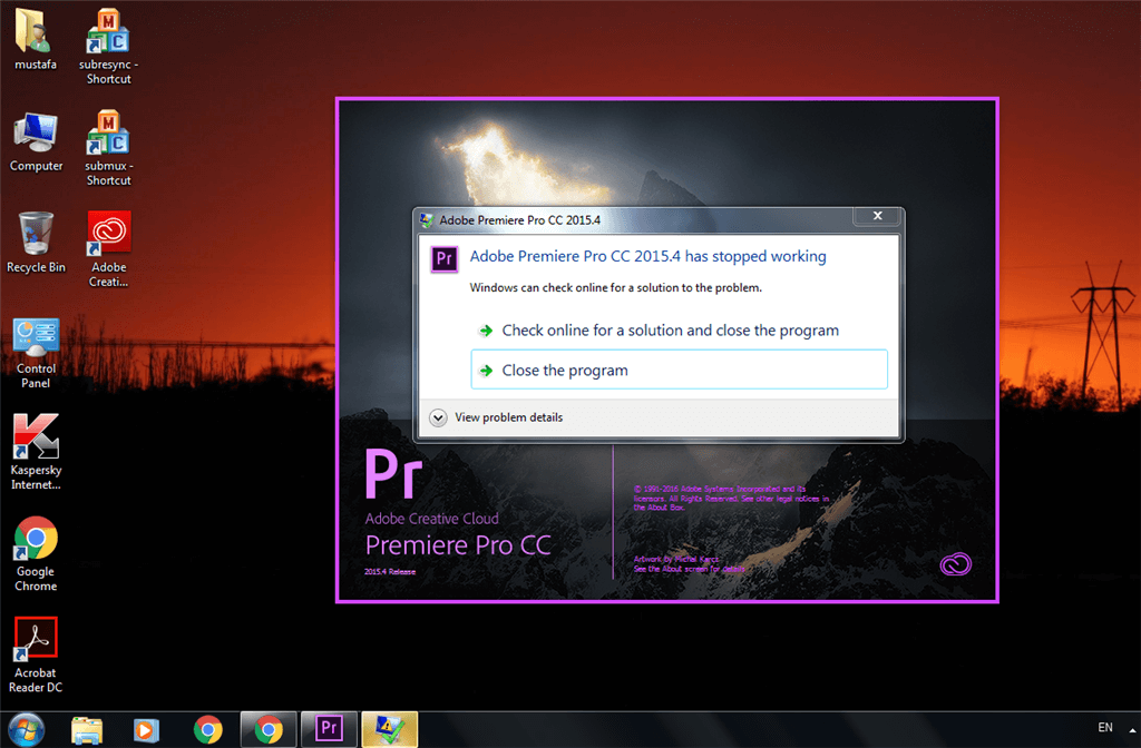 lỗi adobe premiere pro cc has stopped working