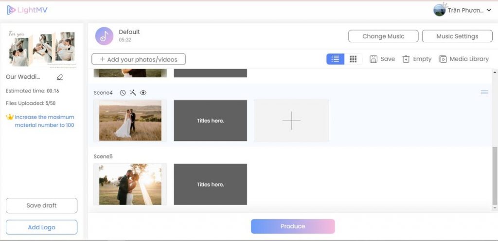 Mỗi ảnh khi được chèn vào sẽ tương ứng với 1 scene Cách làm video ảnh