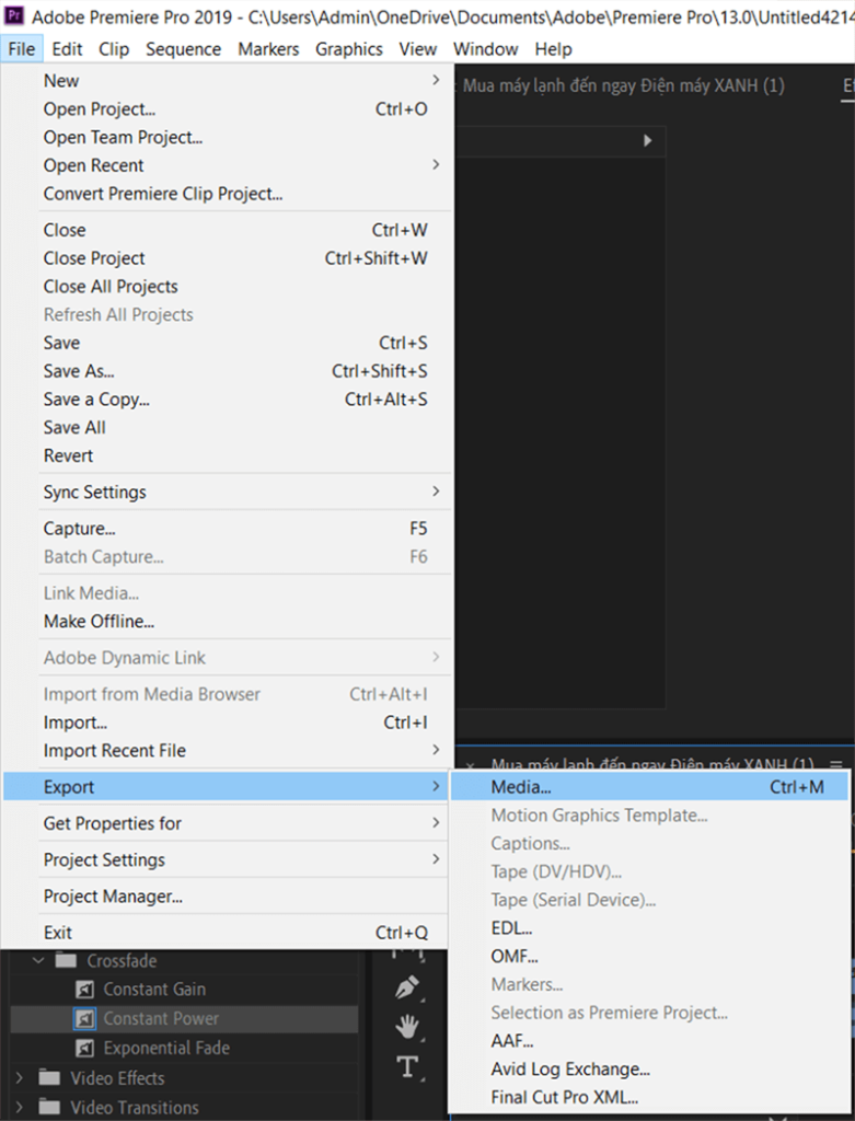 cách xuất video trong premiere