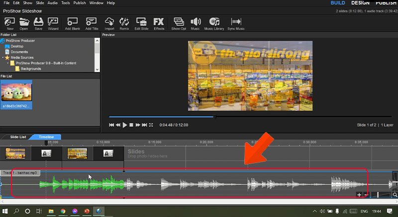 chèn nhạc vào video ProShow Producer