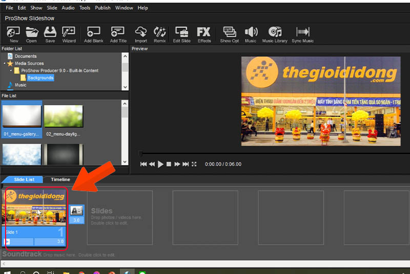 chèn nhạc vào video ProShow Producer