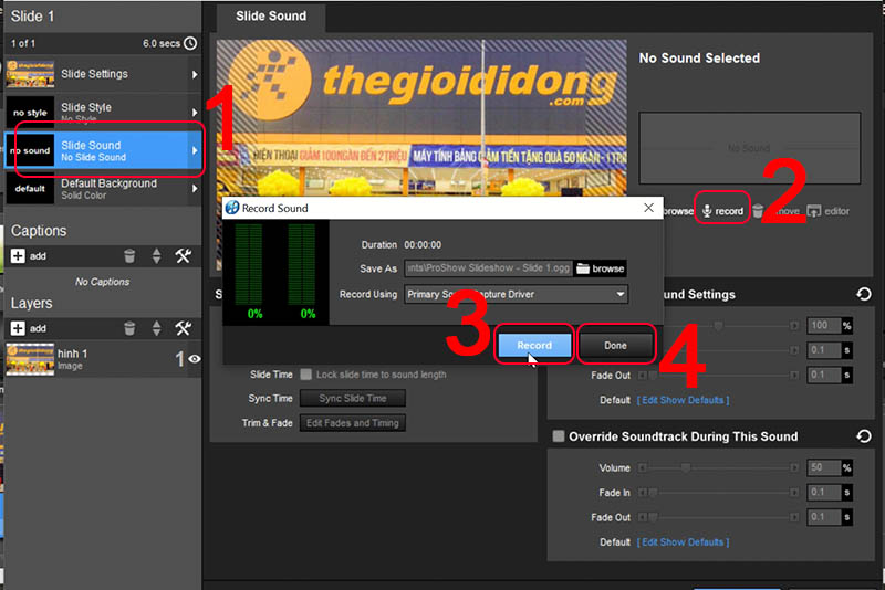 chèn nhạc vào video ProShow Producer
