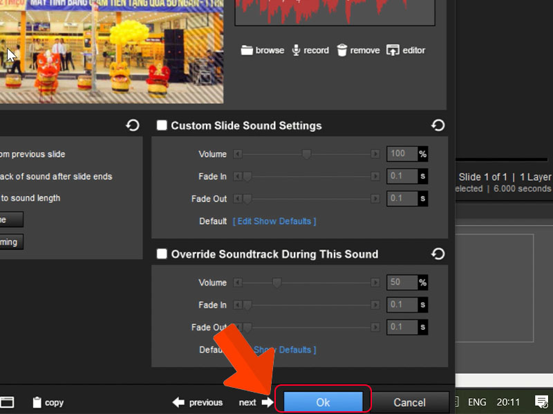 chèn nhạc vào video ProShow Producer