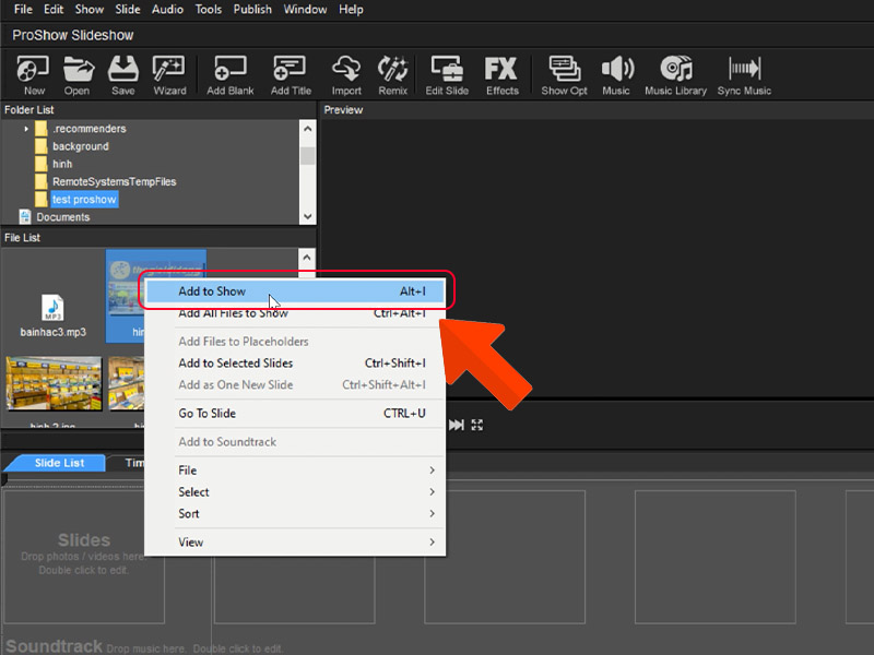 chèn nhạc vào video ProShow Producer