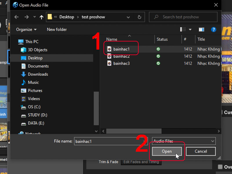 chèn nhạc vào video ProShow Producer