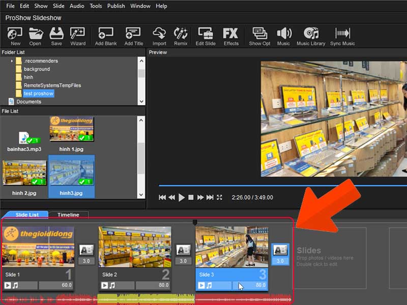 chèn nhạc vào video ProShow Producer