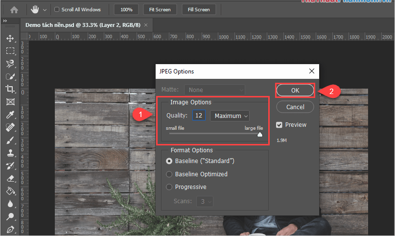 Chuyển file psd sang jpg
