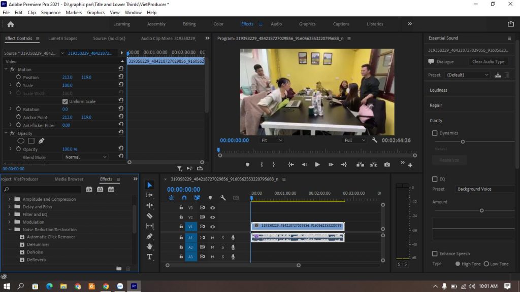 loại bỏ tạp âm trong video