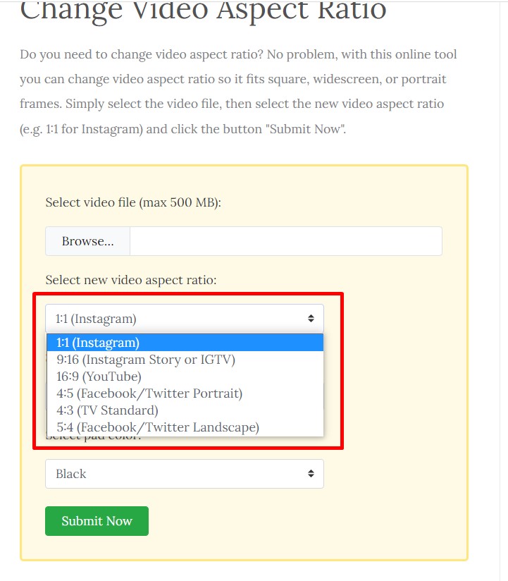 Thay đổi tỉ lệ khung hình video Thay đổi tỉ lệ khung hình video