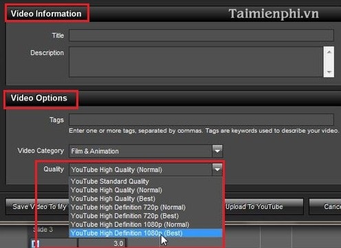 xuất video HD trong Proshow Producer