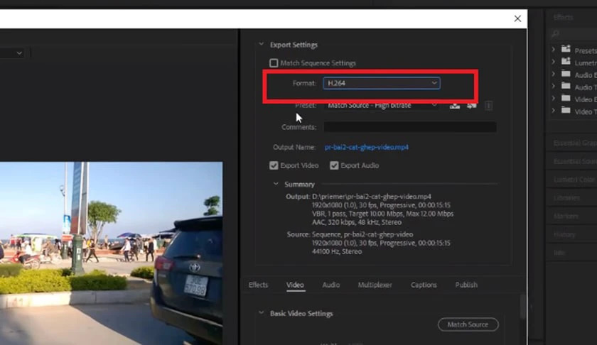 xuất video trong Adobe Premiere xuất video trong Adobe Premiere