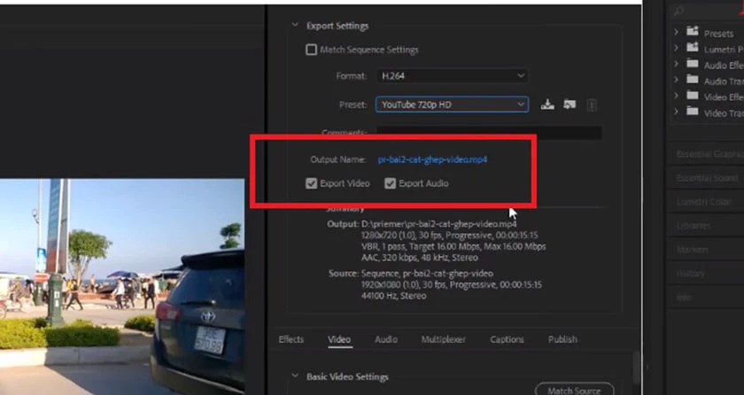 xuất video trong Adobe Premiere xuất video trong Adobe Premiere